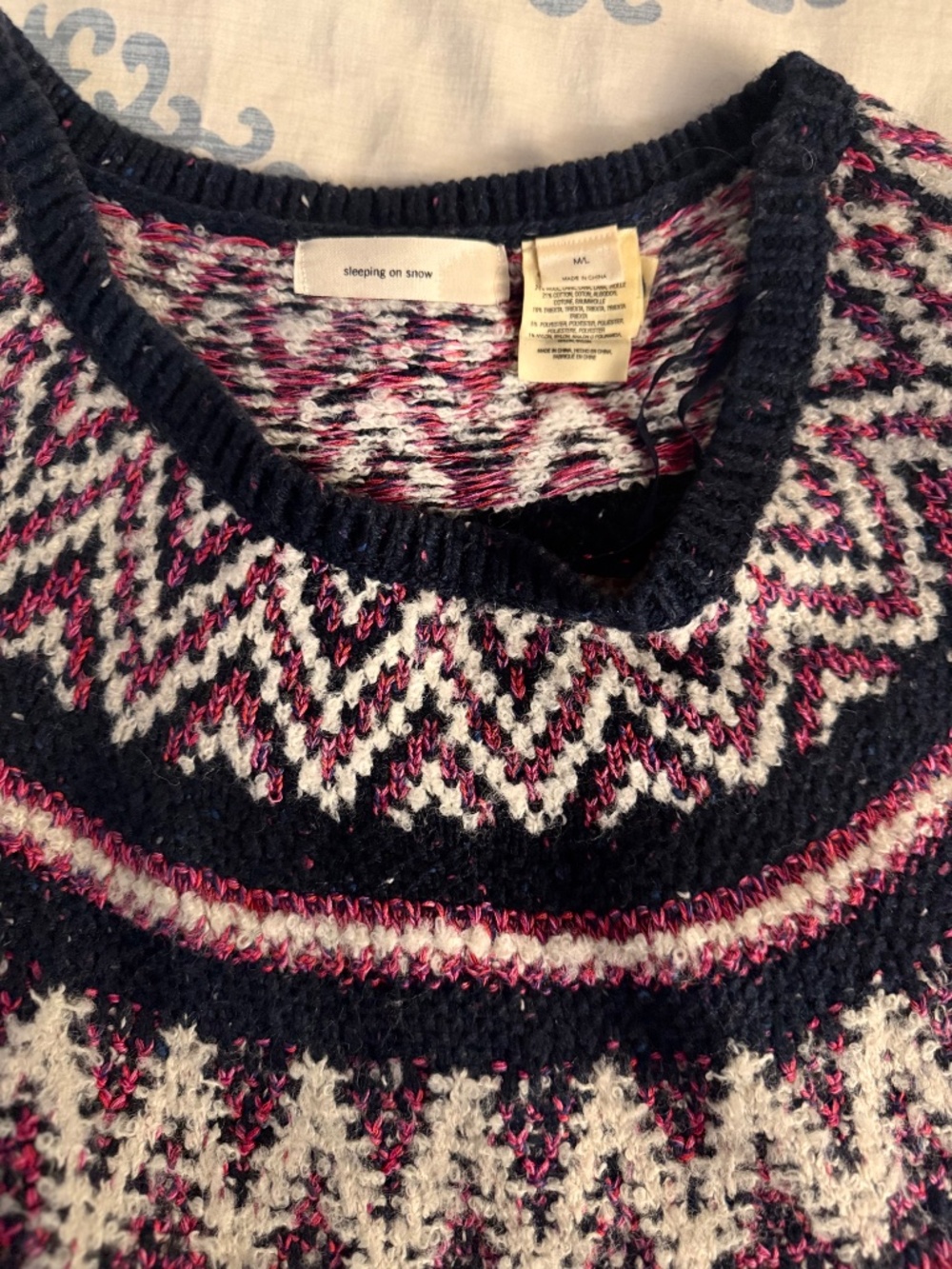 Sleeping on Snow Fair Isle Swing Sweater Alpaca Wool M/L - Picture 3 of 3